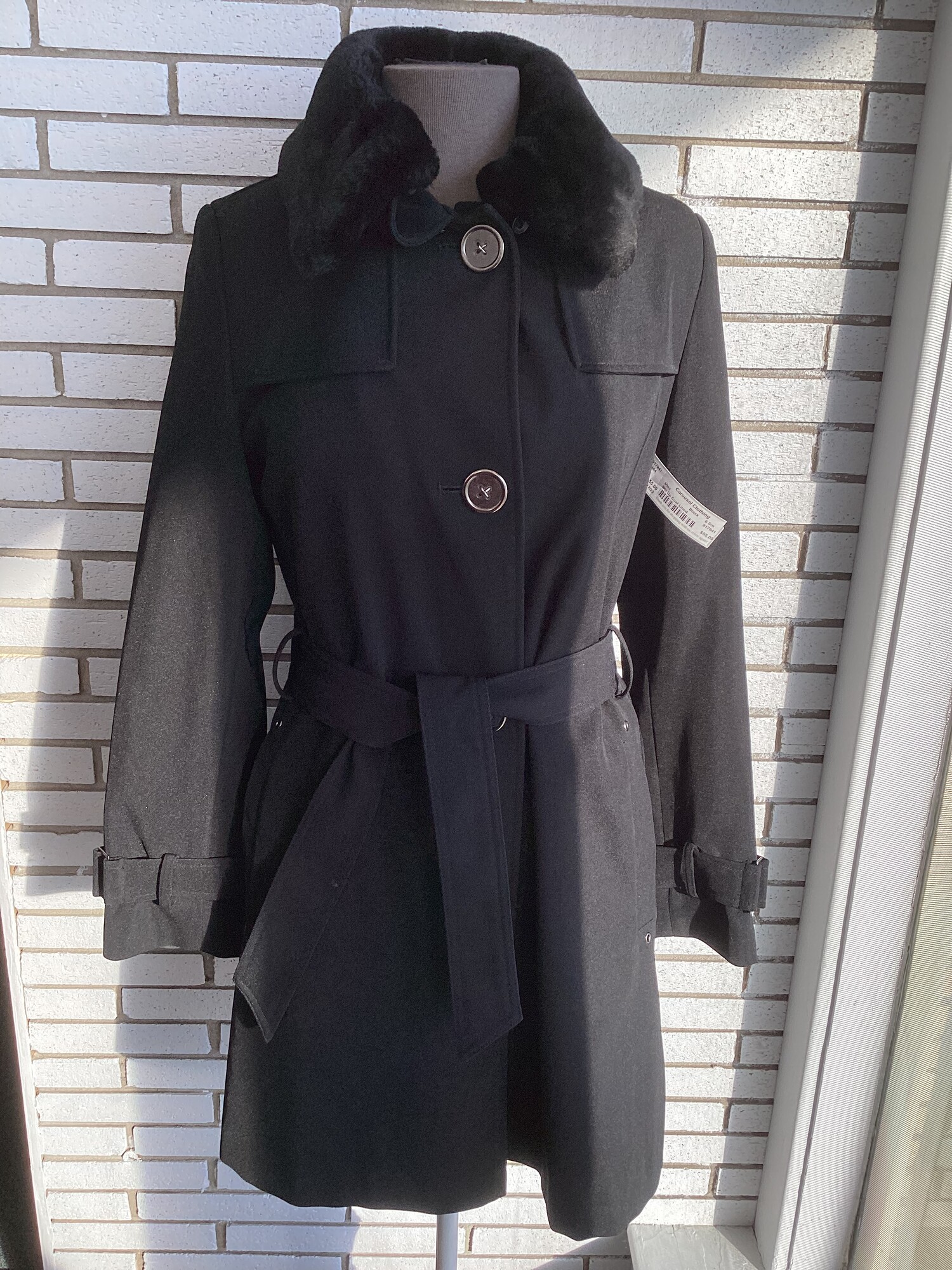 Btn Up Coat Lined, Black, Size: 6 Sm