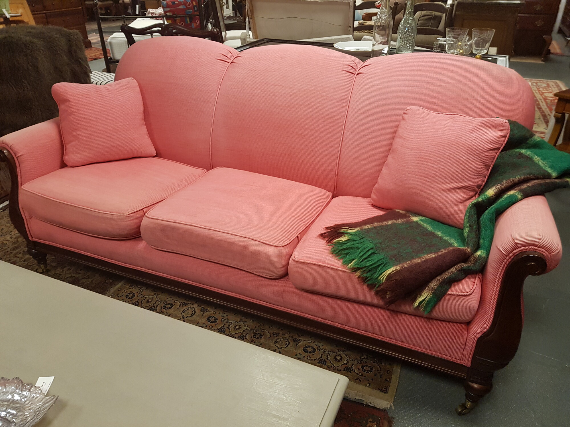 Pink 3 Seat Sofa, Color: Pink