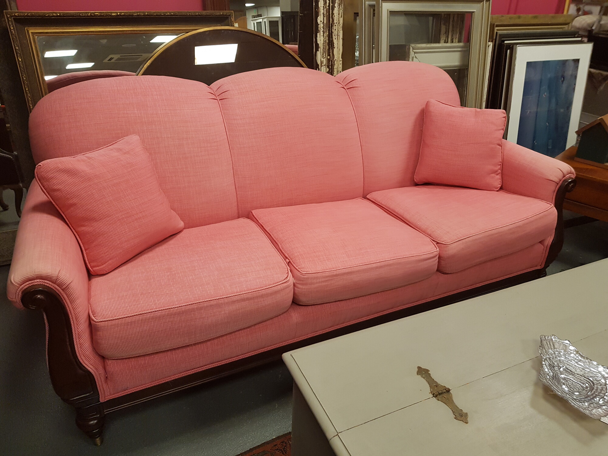 Pink 3 Seat Sofa, Color: Pink