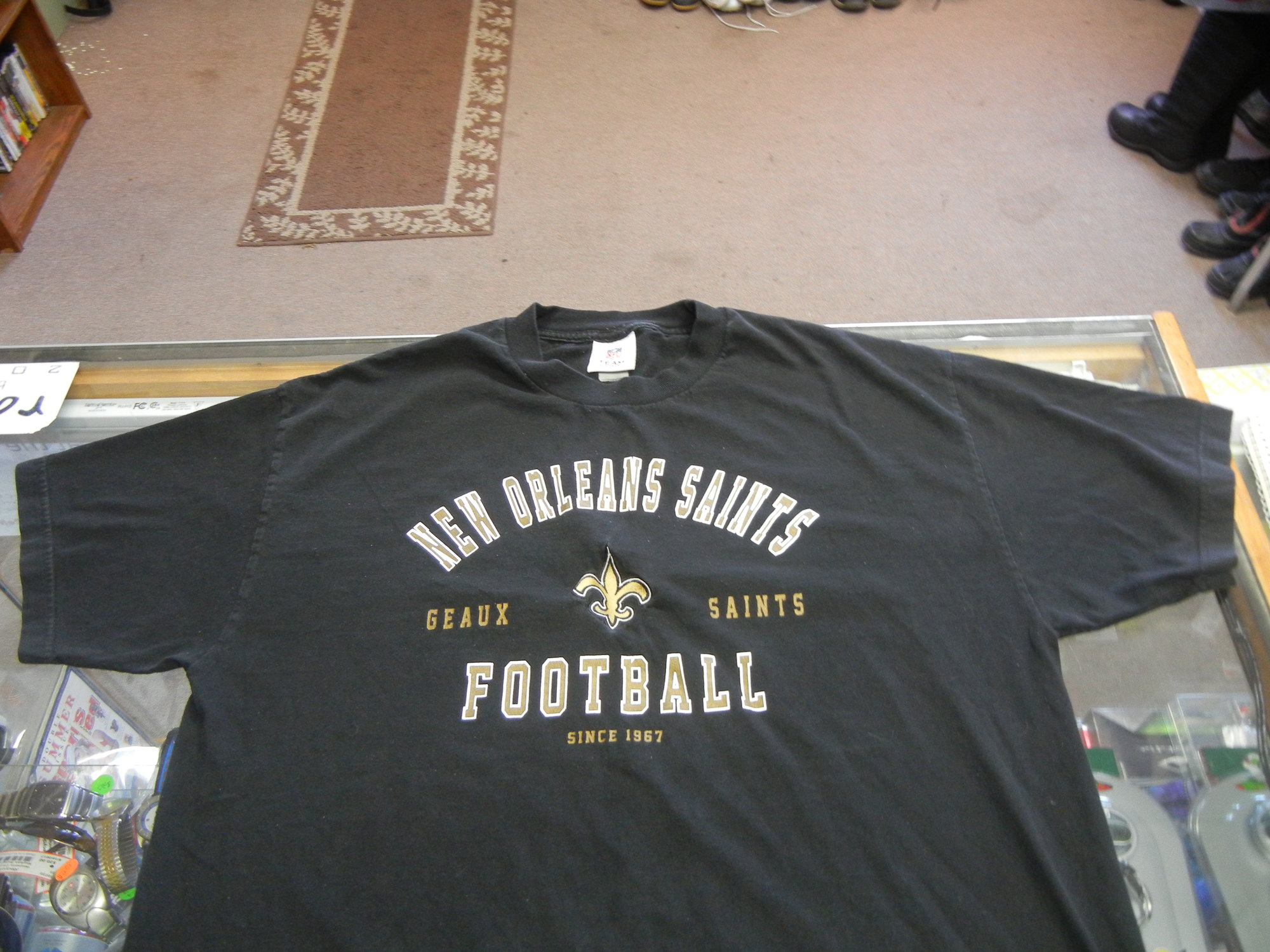 New Orleans Saints NFL Team Apparel Mens 2XL Black Cotton Throwback T-shirt  1967