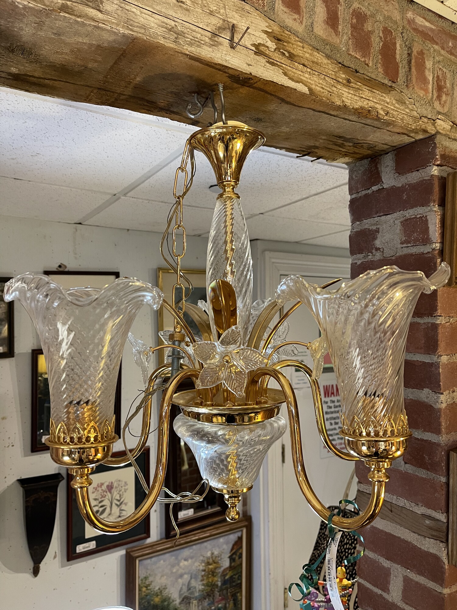 Gold Leaf Chandelier, None, Size: 5 Arms