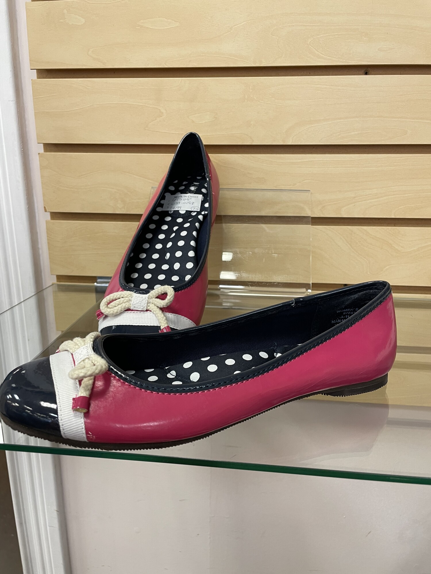 New Sperry Ballet Flats, Hot Pink and Navy, Size: 7.5