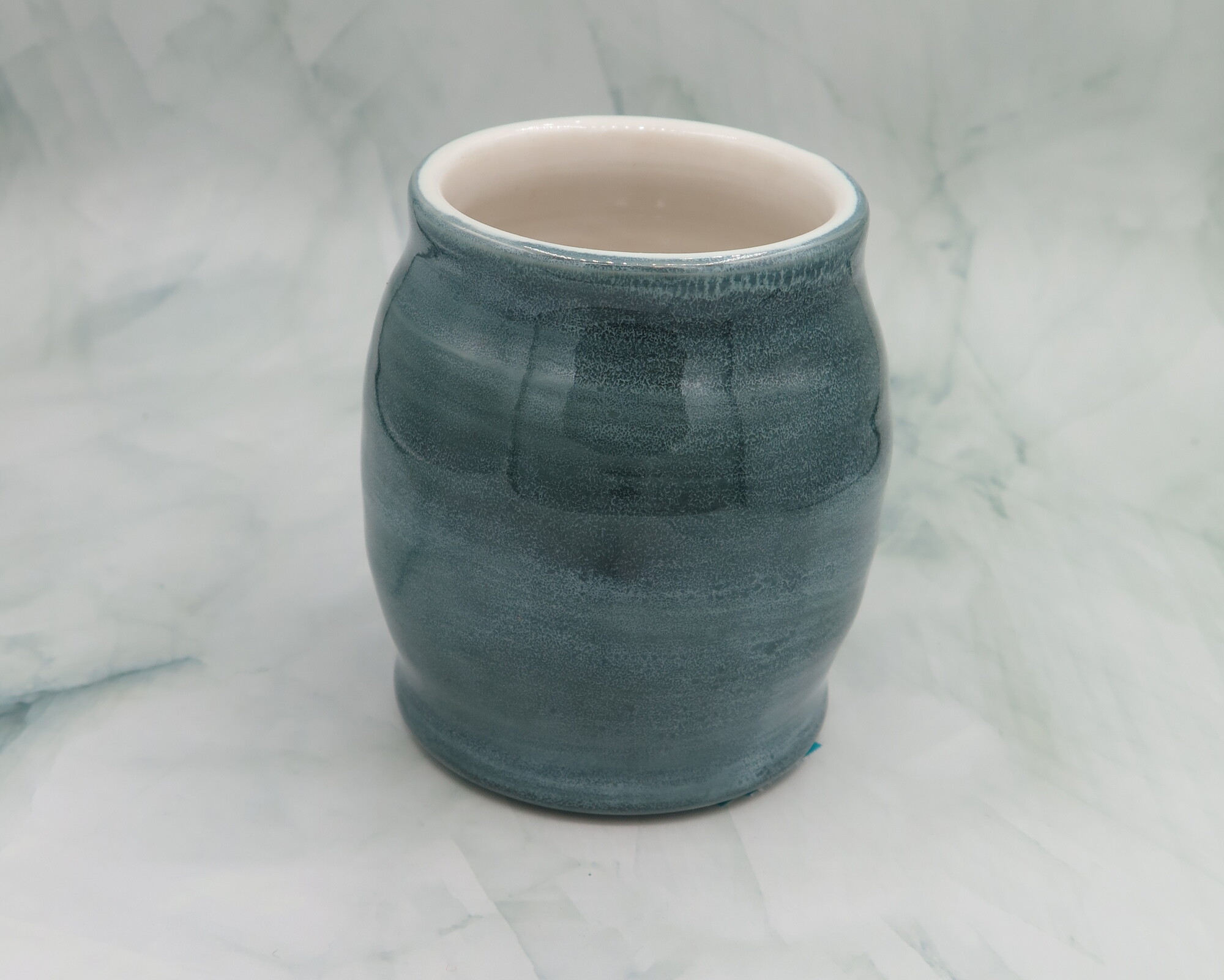 Vase, Teal/Wht, Size: 4.5x3.25