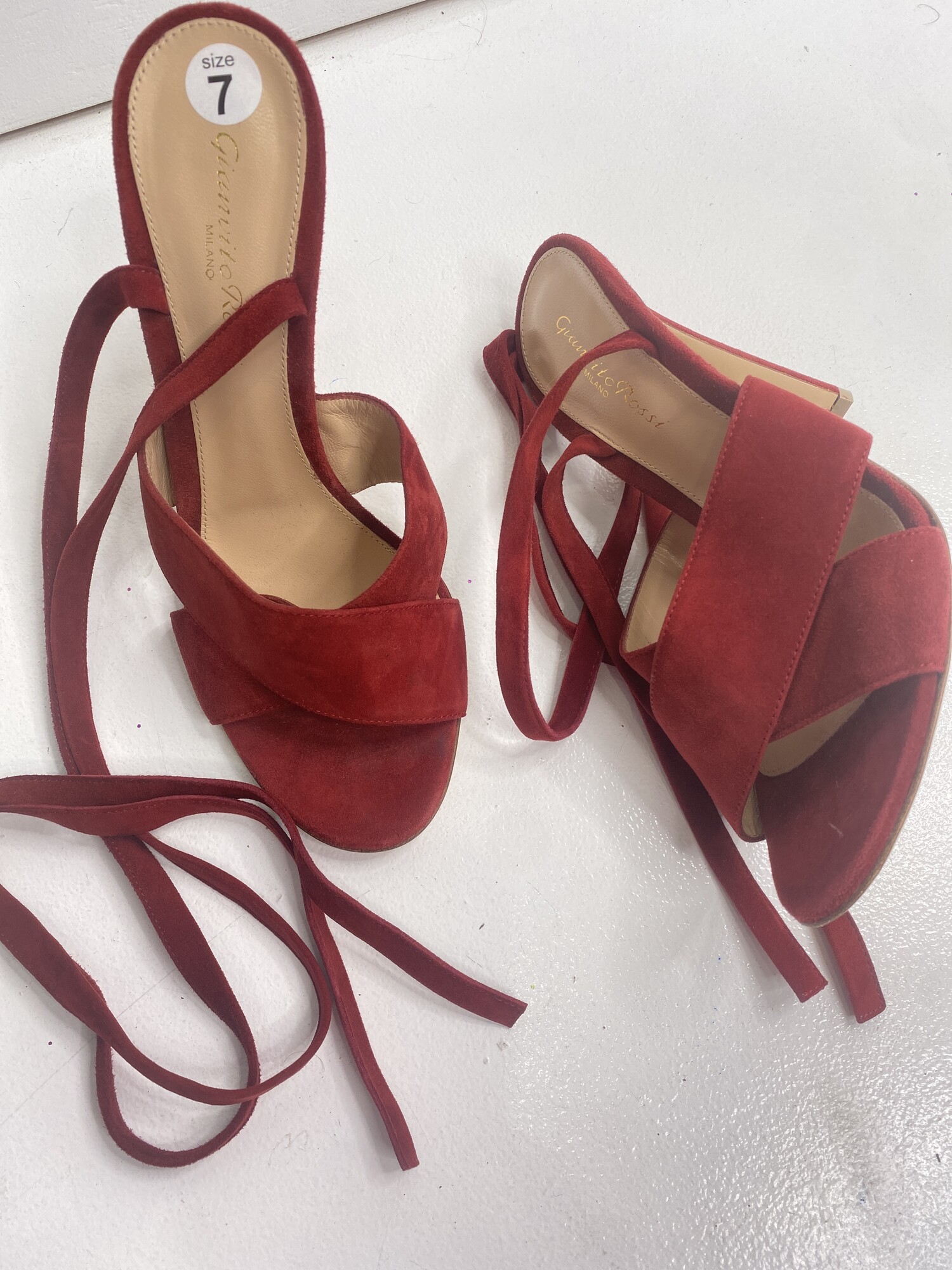 Ganvito Rossi Strap Shoes, Size: 7, Color: Red