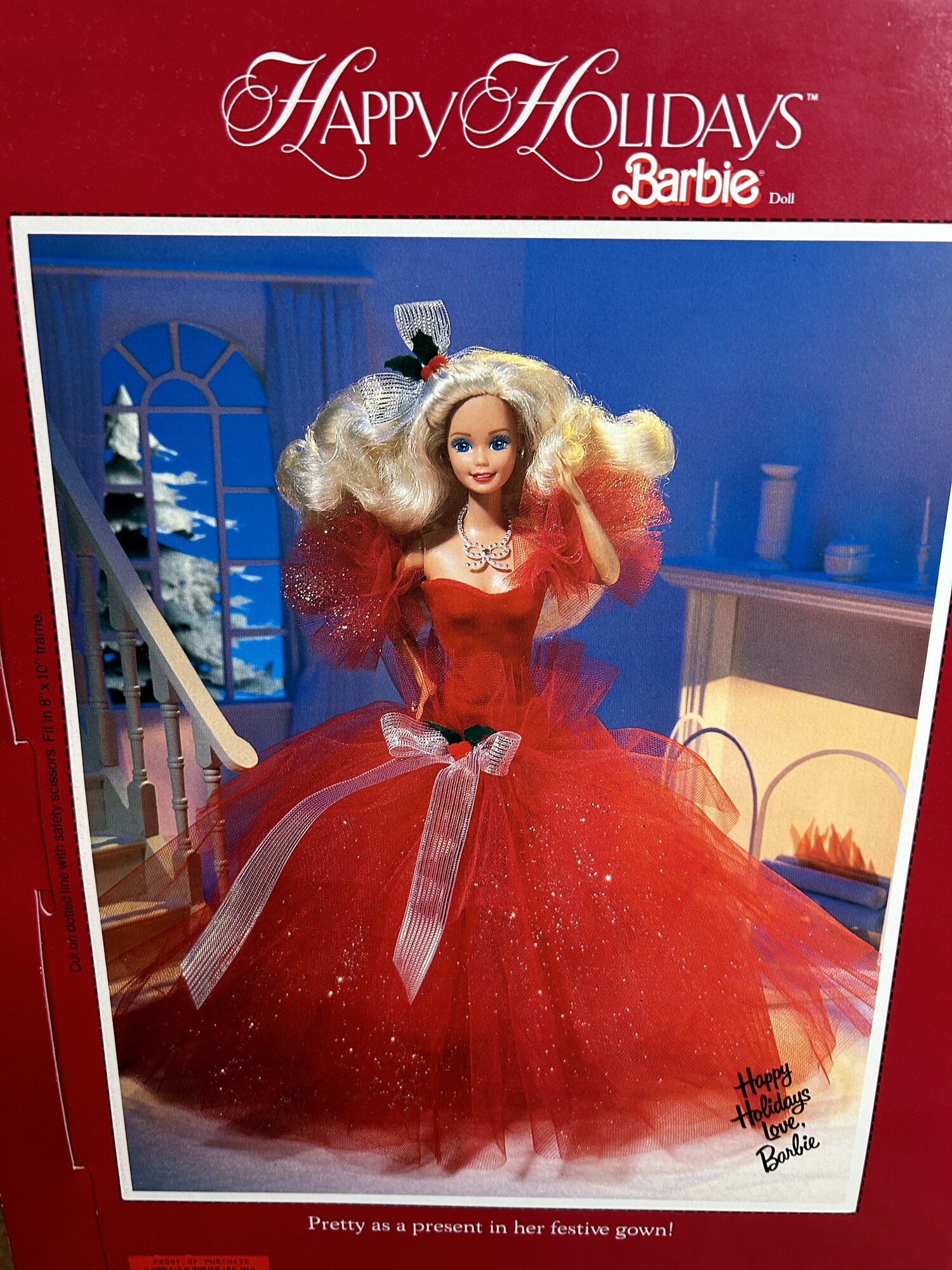 Holiday Barbie 1988 NIB, Red
Would be perfect Valentines present for the Barbie Lover! Box does have a name written on it.