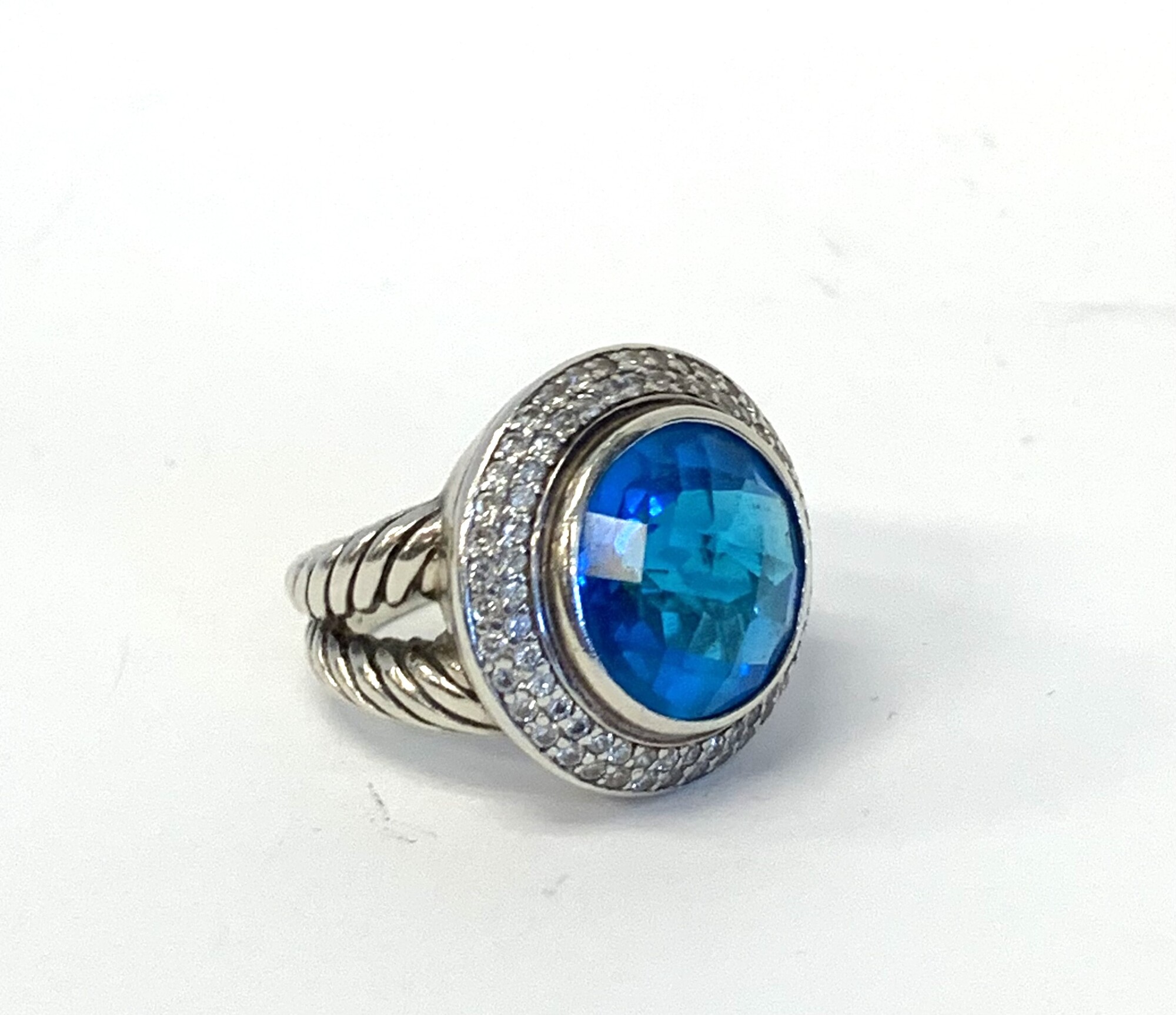 DY Blue Topaz Diamond, Sterling, Size: 6 3/4