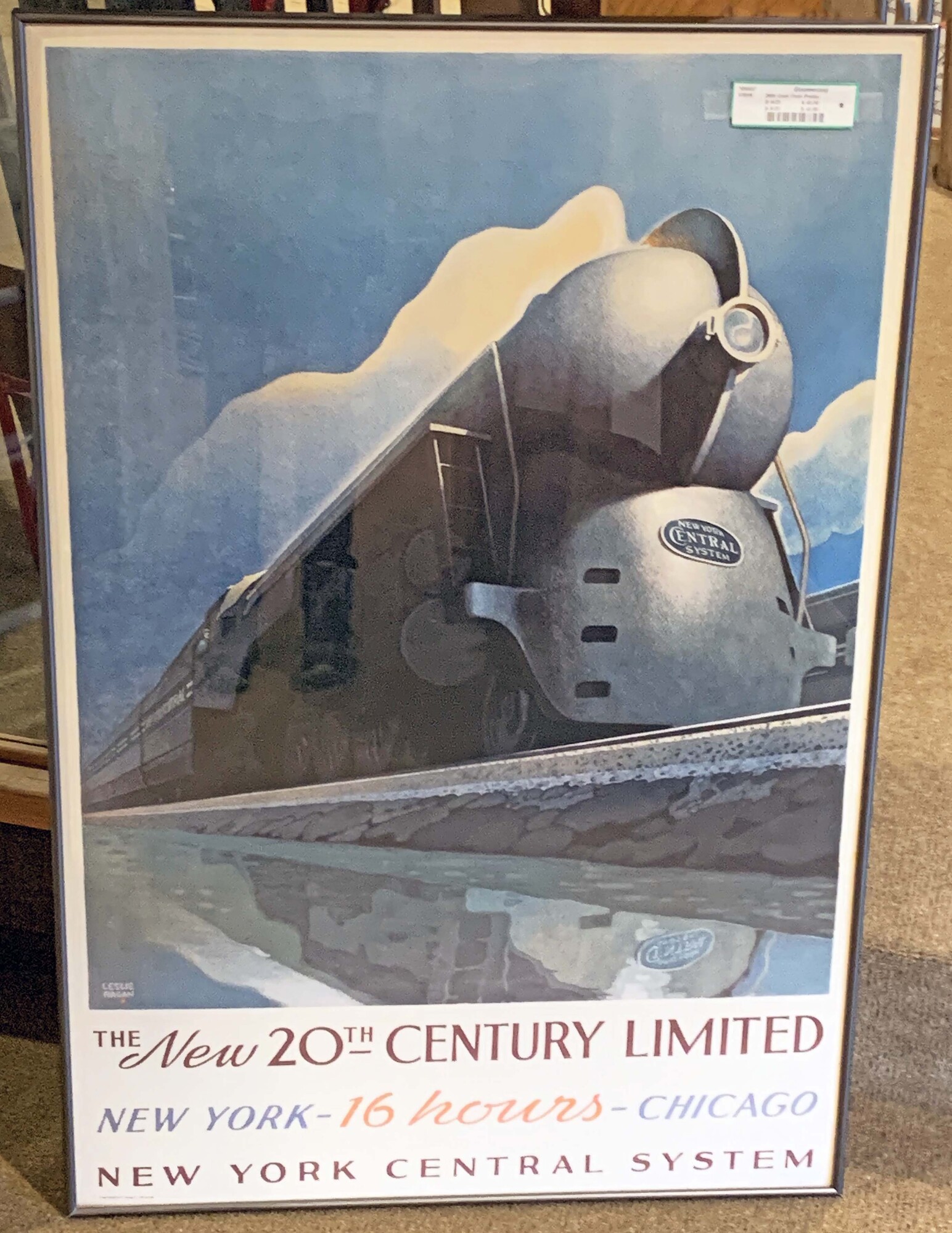 20th Century Train Poster
 Size: 24x36
This reproduction poster is nicely framed with glass and a metal frame.  Great focal point!