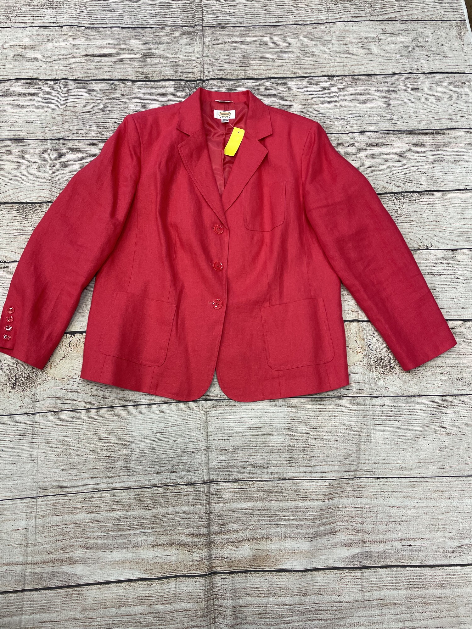 Talbots Irish Linen Jacket, Coral Pink, Button Front and Three Front Pockets, Size: XL (14W)