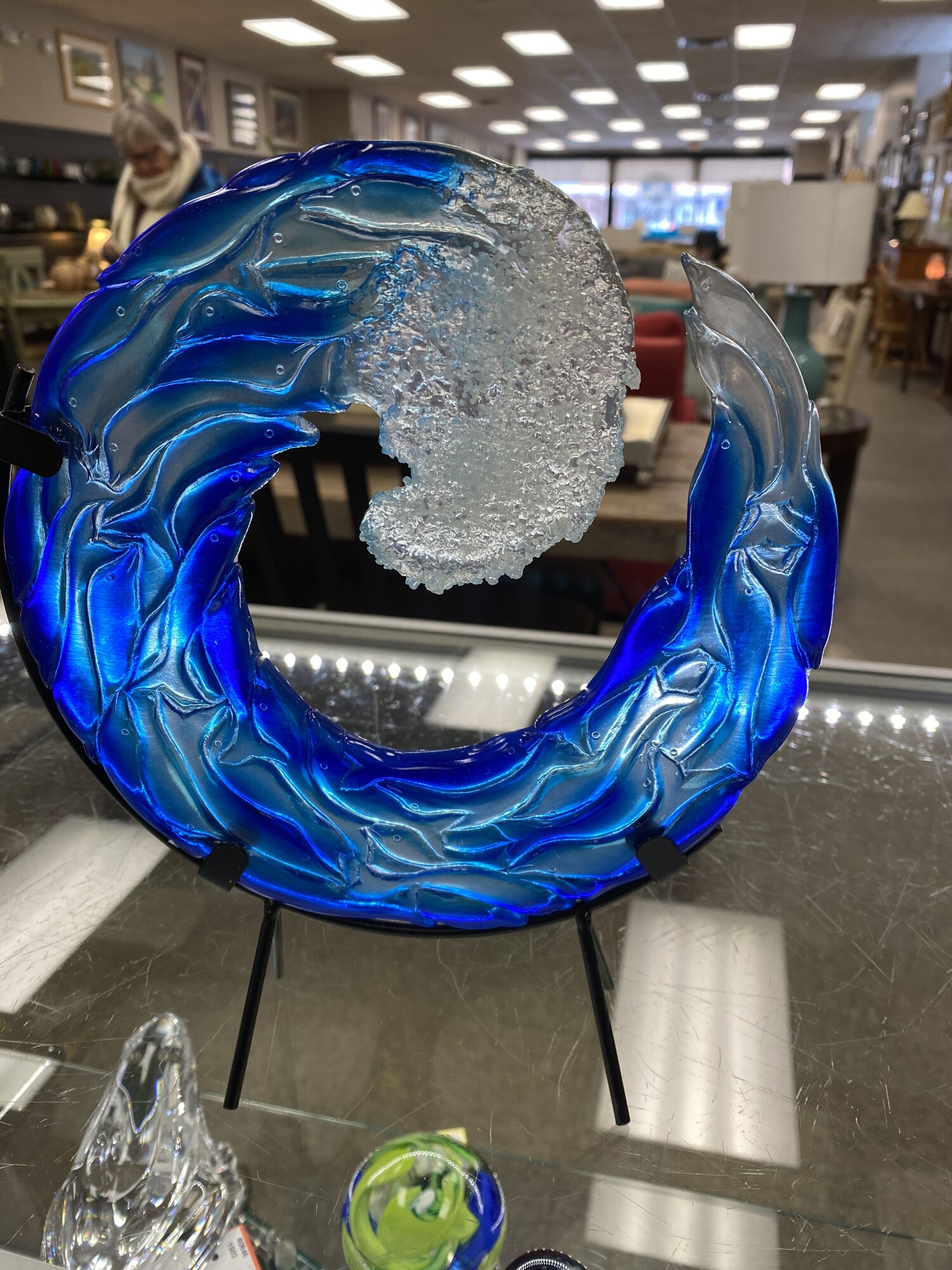Resin Wave Sculpture, Blue/Wht, Size: 8x12 Inch