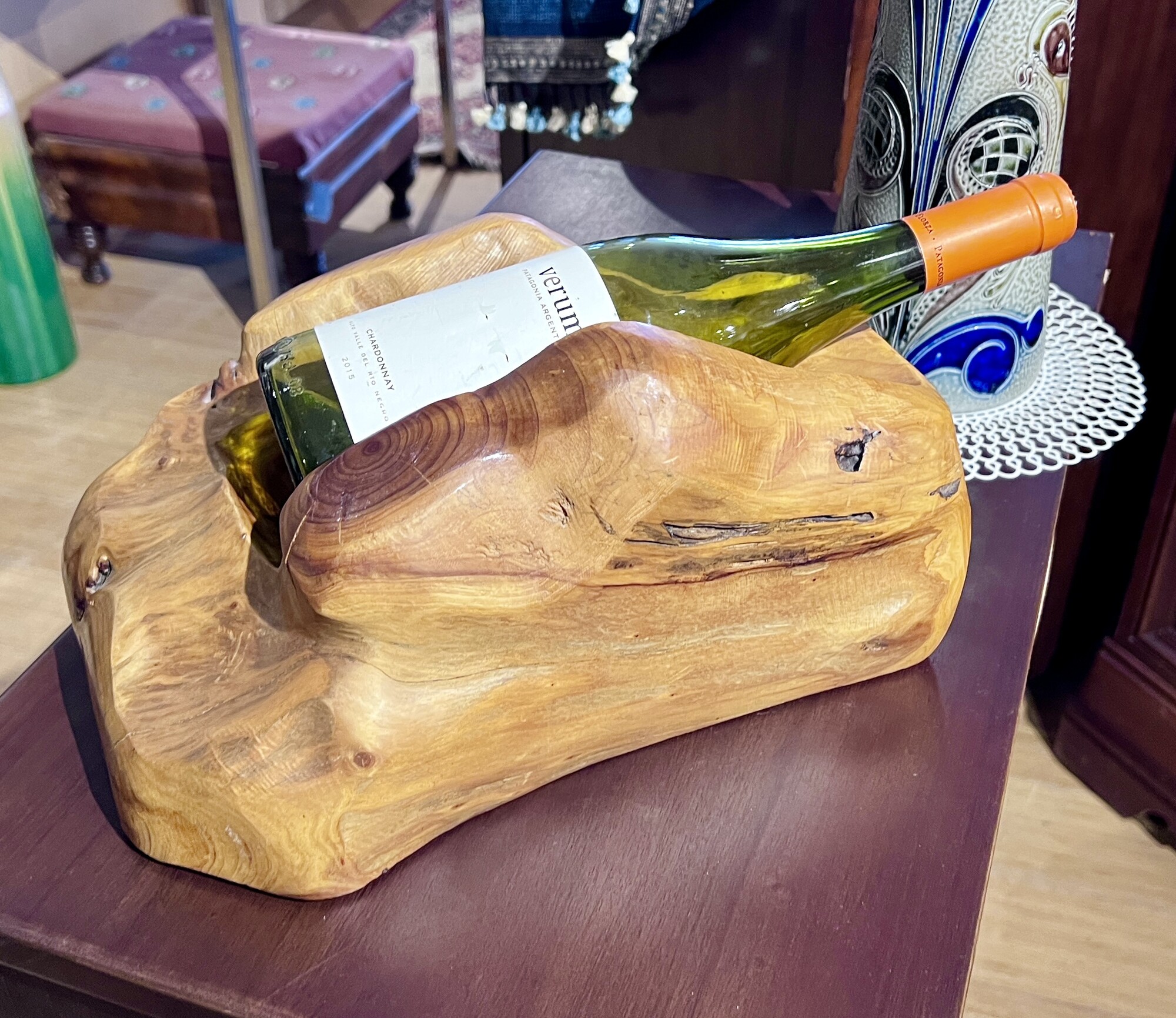 Carved wood Wine Holder