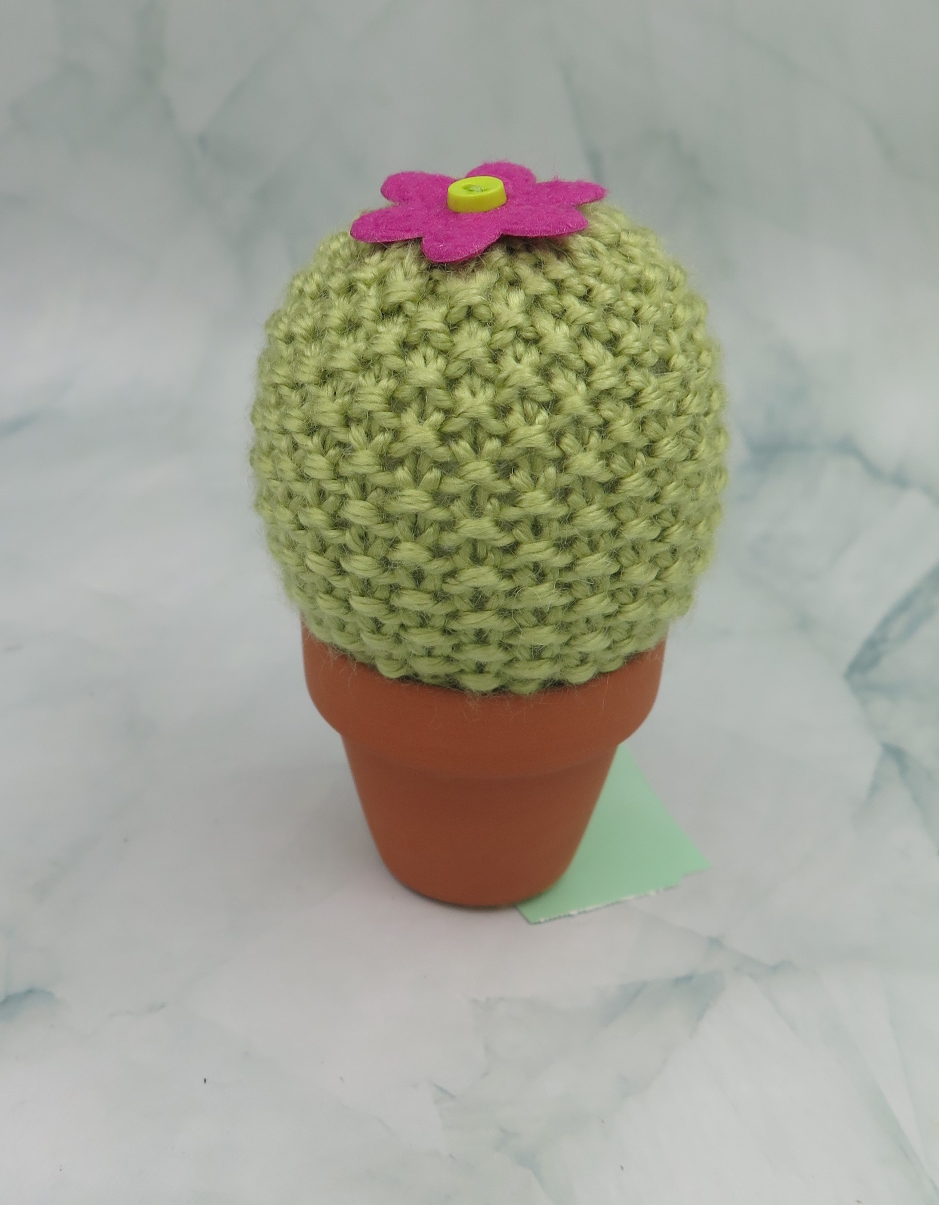 Knitted Cactus In Pot, Green, Size: 4