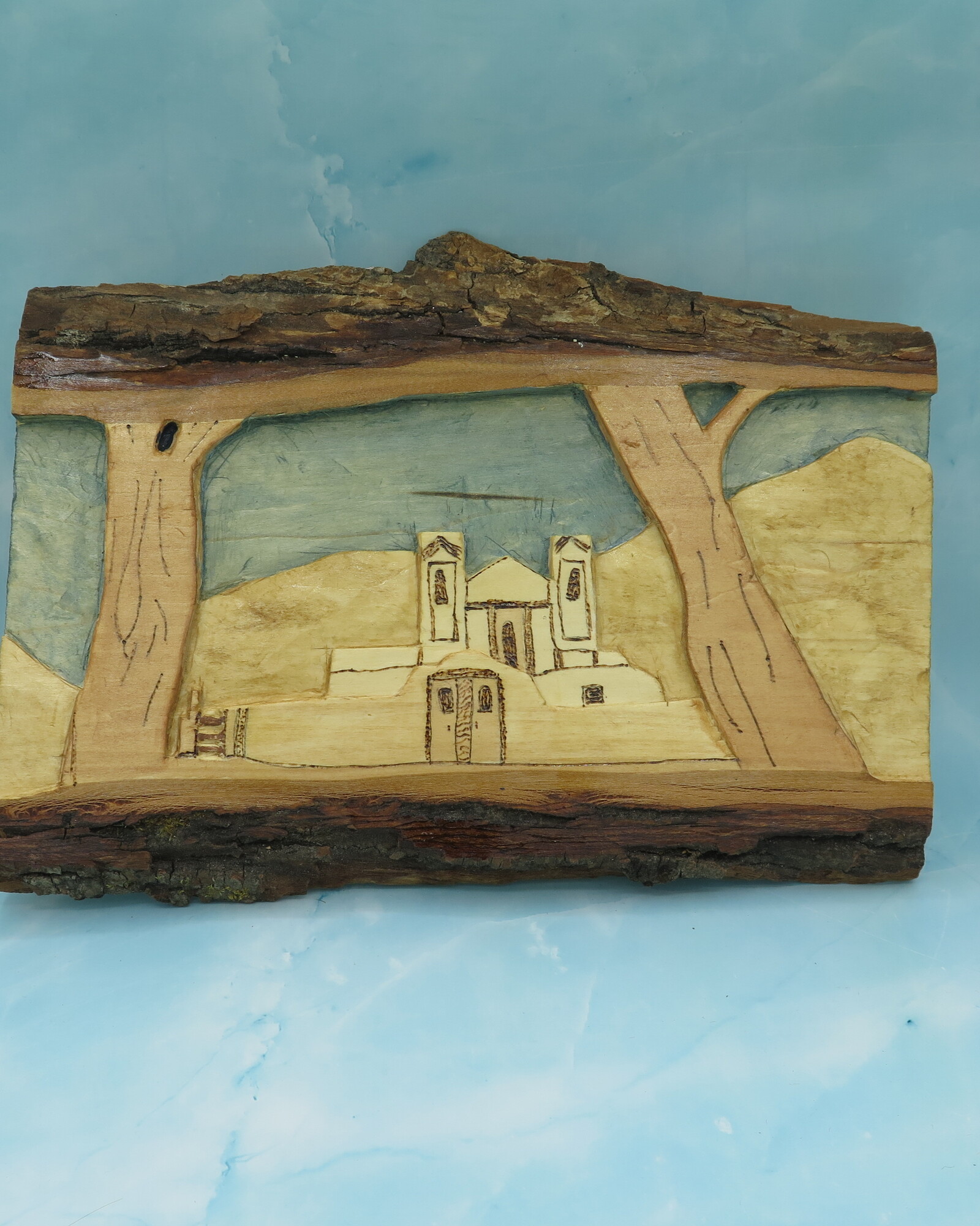 Plaque Church Carved, Wood, Size: 8x11