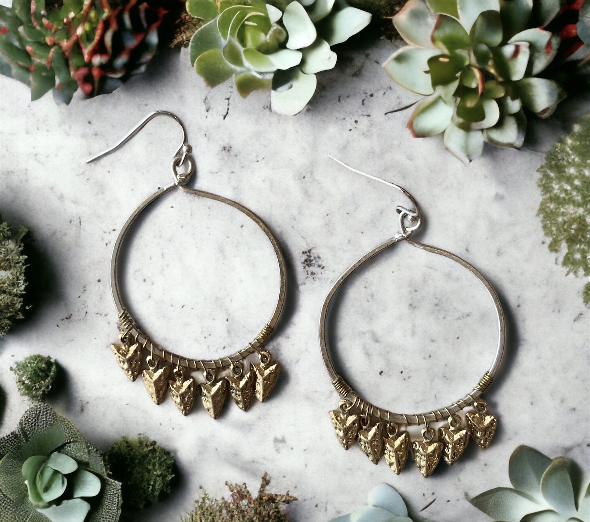 These beautiful earrings measure 2.25 inches long!