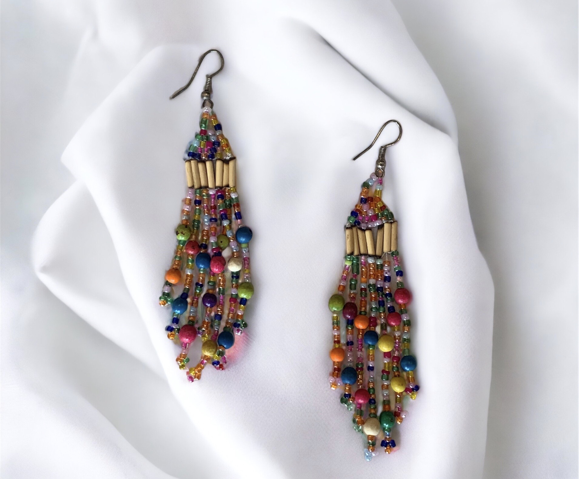 These beautiful earrings measure 4 inches long!