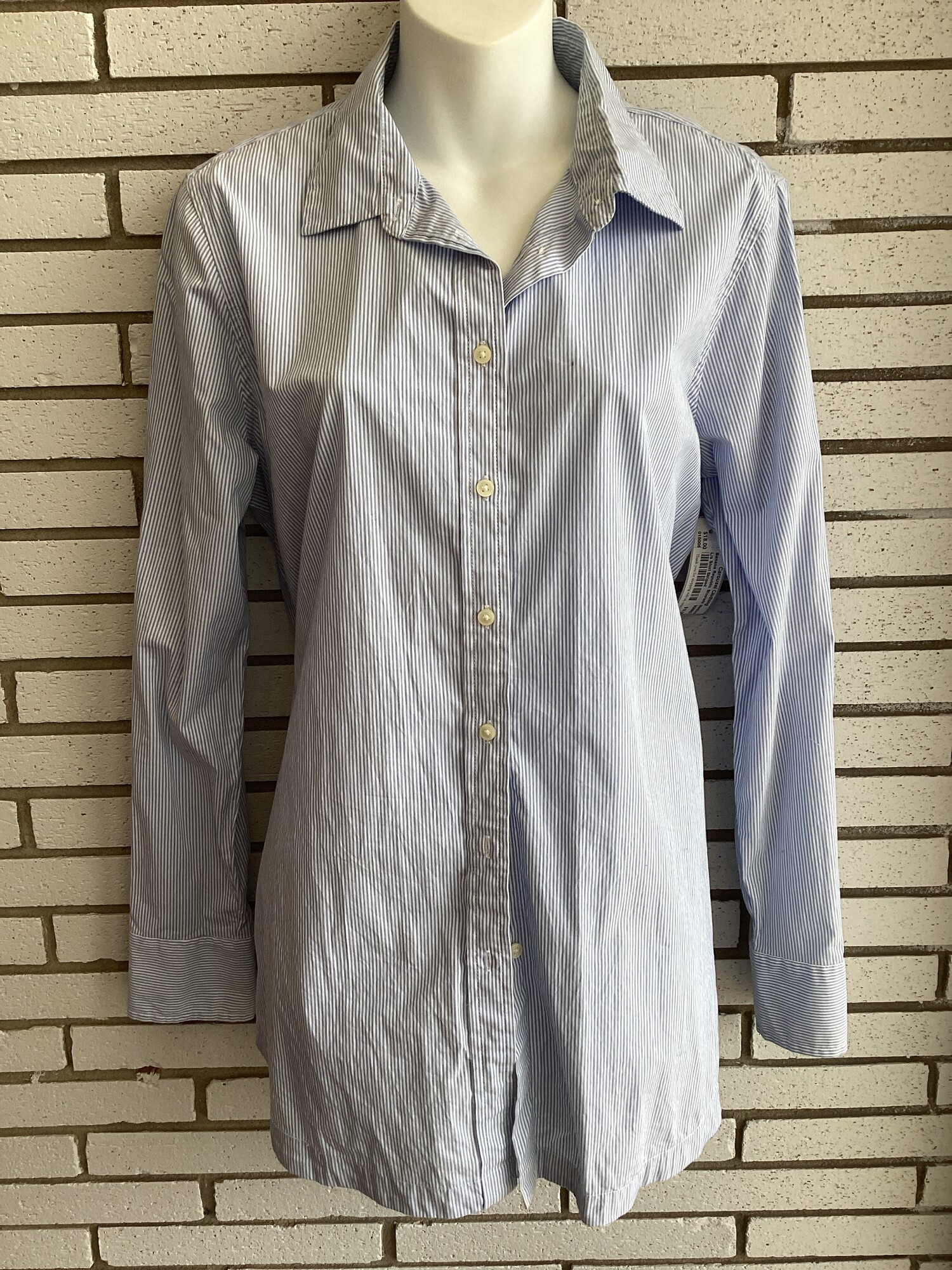 L/s Shirt Striped, Blue/wht, Size: Medium
