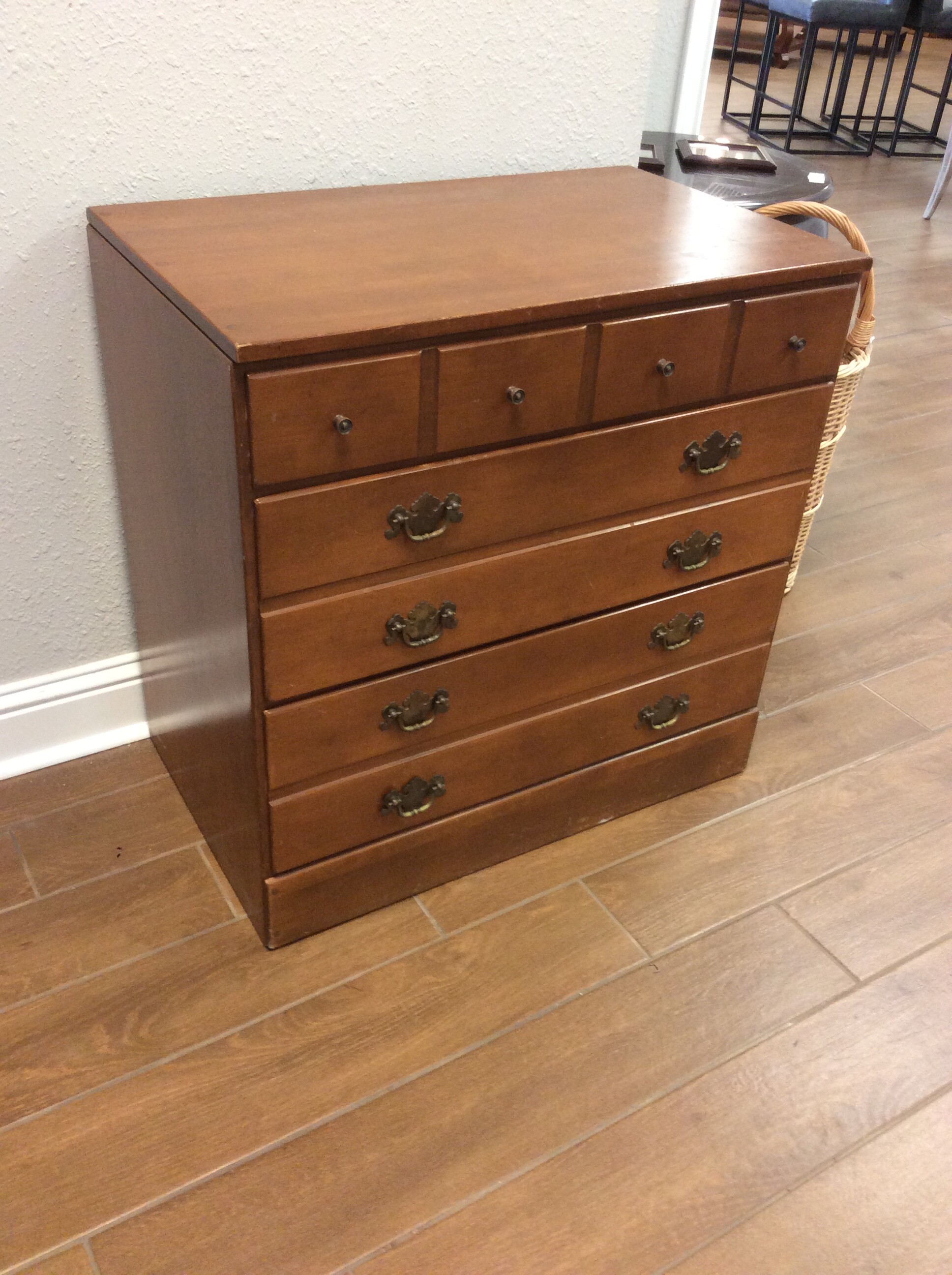This is a very nice, light wood, 3 drawer Ethan Allen Chest.