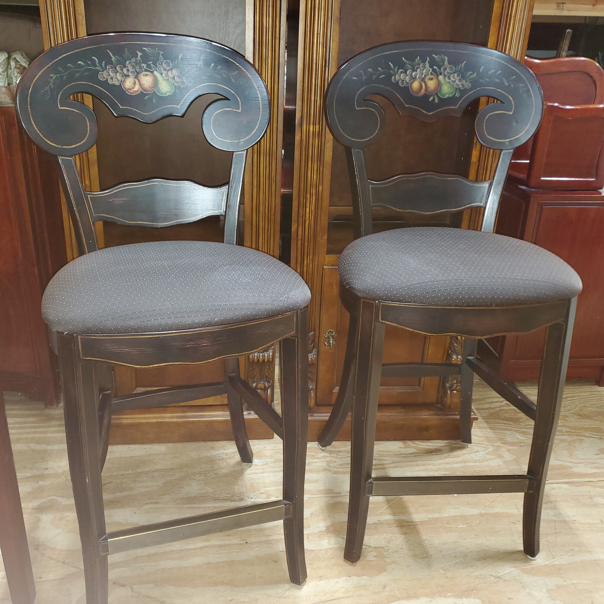 Pair Barstools-Painted Hitchcock Style