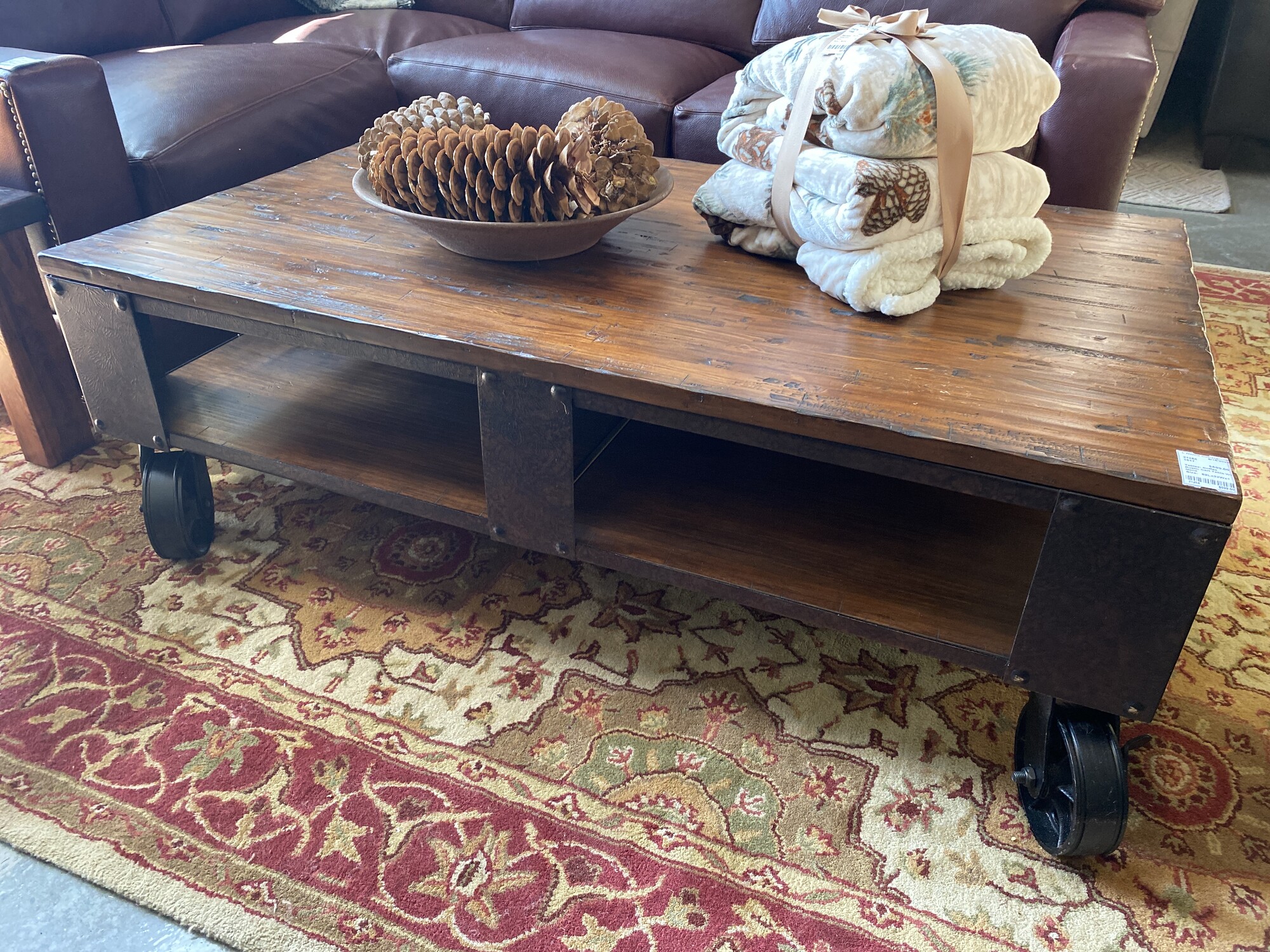 Rustic Cart Table/ Wheels Mountain Living Home Consignment