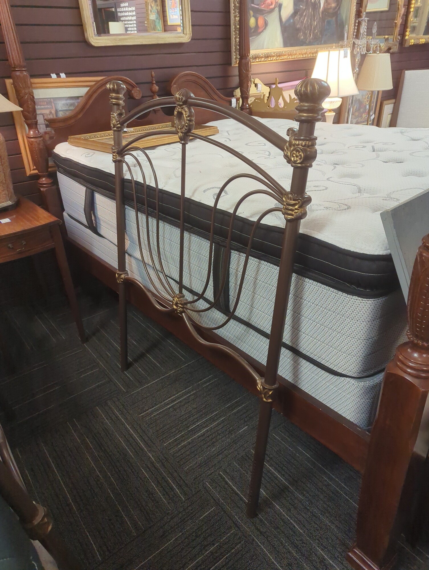 Wrought iron twin size headboard with bedframe