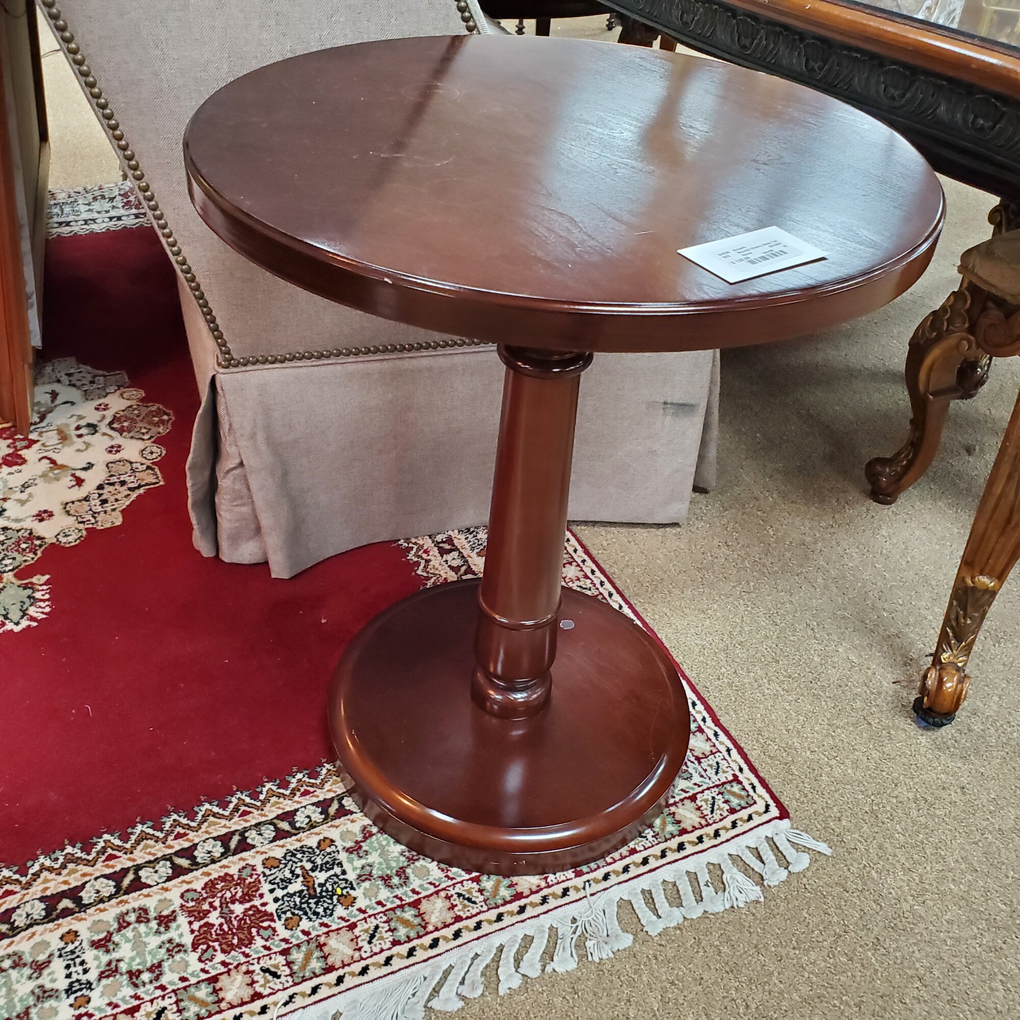 Round Cherry Side Table, Size: 24x28