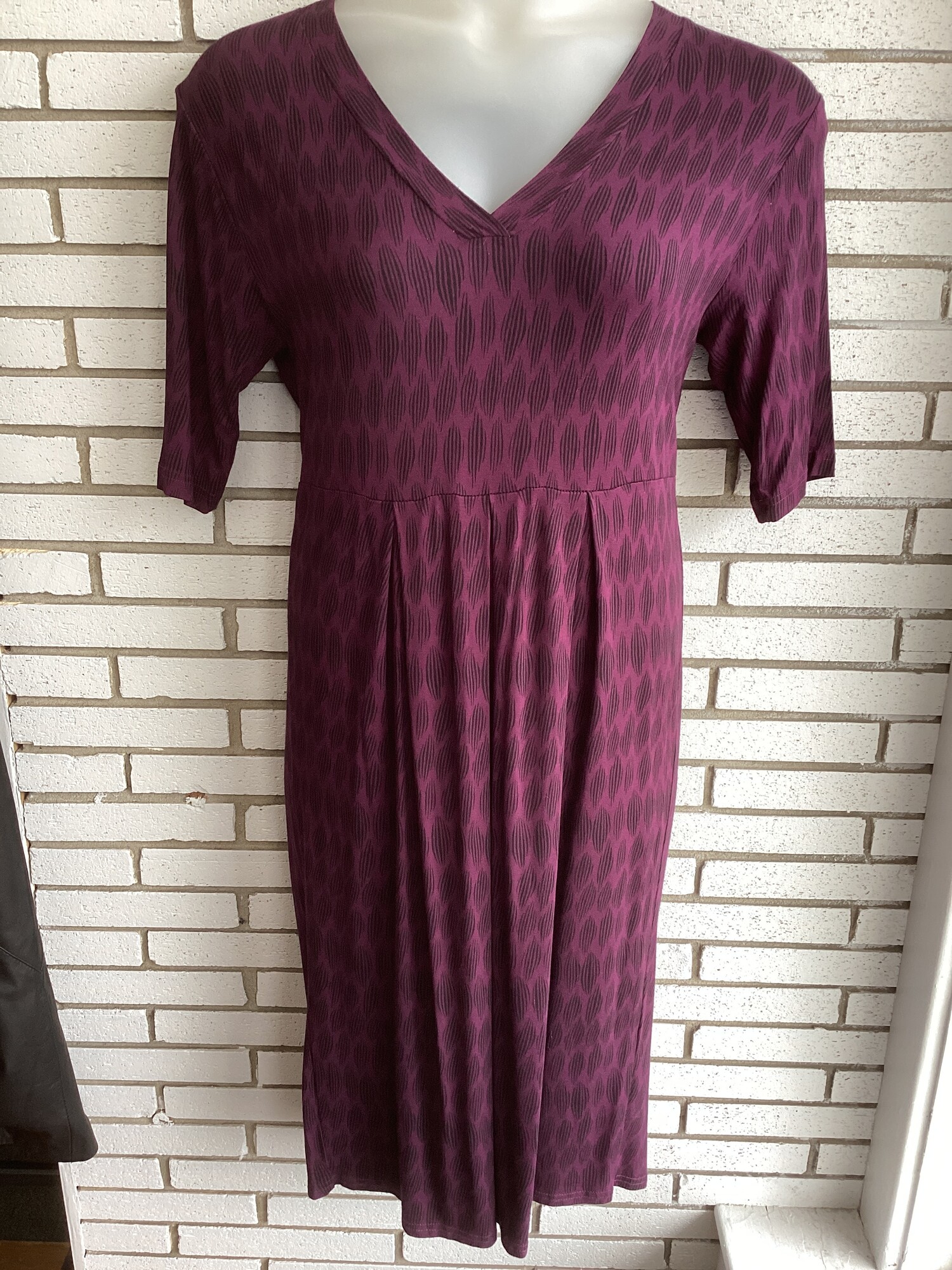 3/4 Slv V Nck Dress, Purp/blk, Size: Large