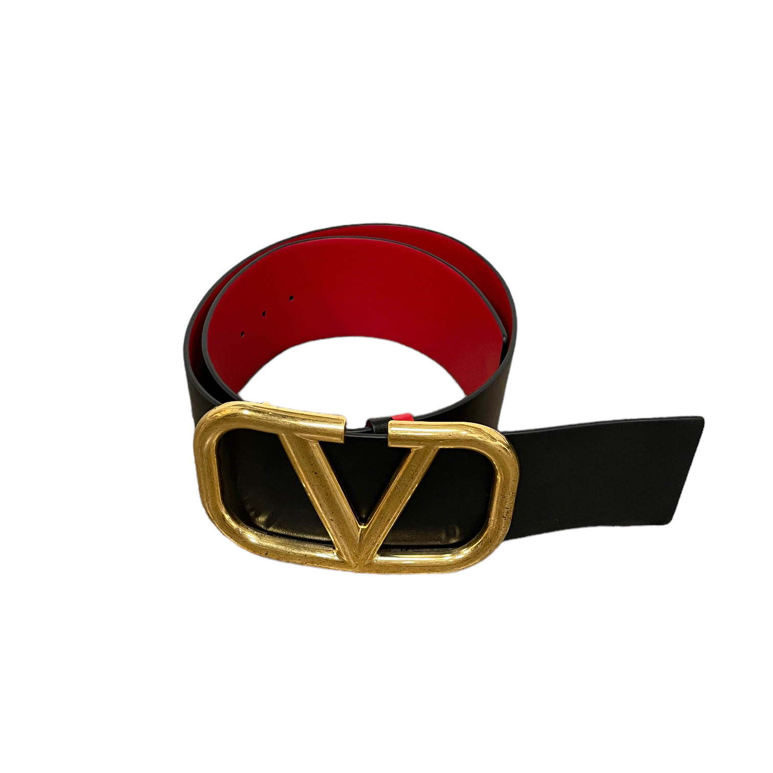 Valentino Large Belt, Blk/Red, Size: Size 85
An extra puncture on the side of the belt, see photos for details