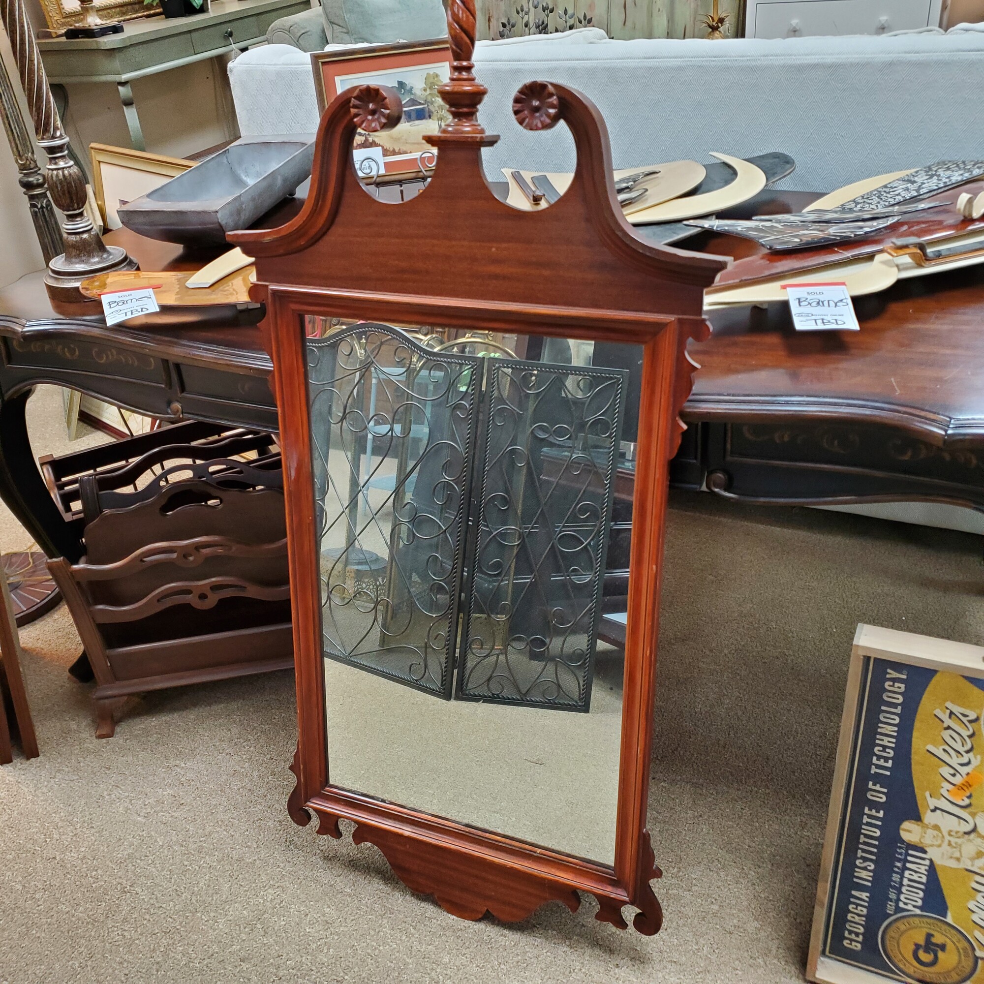 Vintage Wood Mirror, Mhgny, Size: 24x48