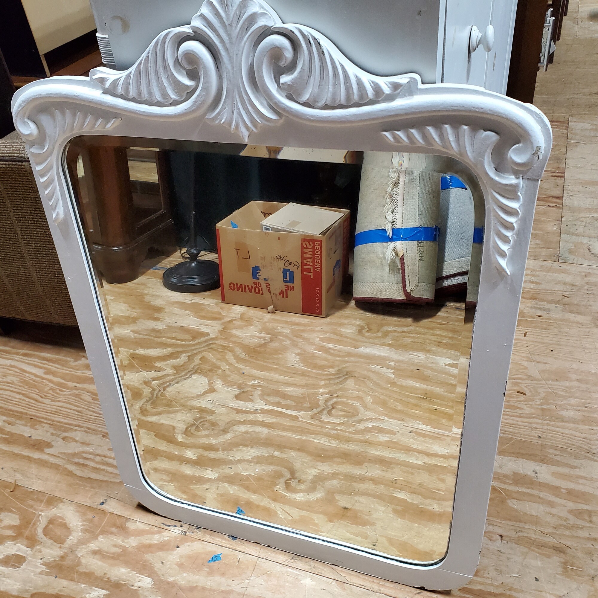 Wood Mirror, White, Size: 30x41