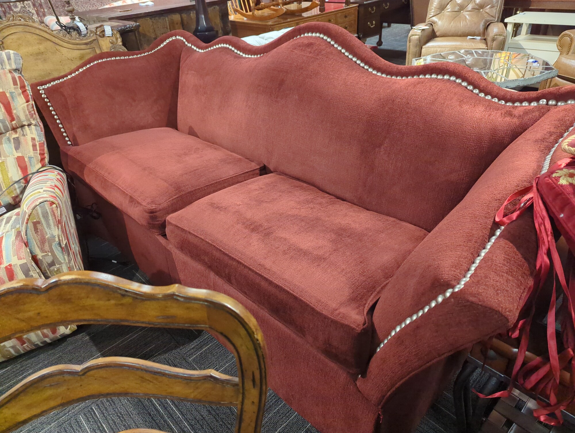 Formal high back sofa. 98in wide 42in high back.
