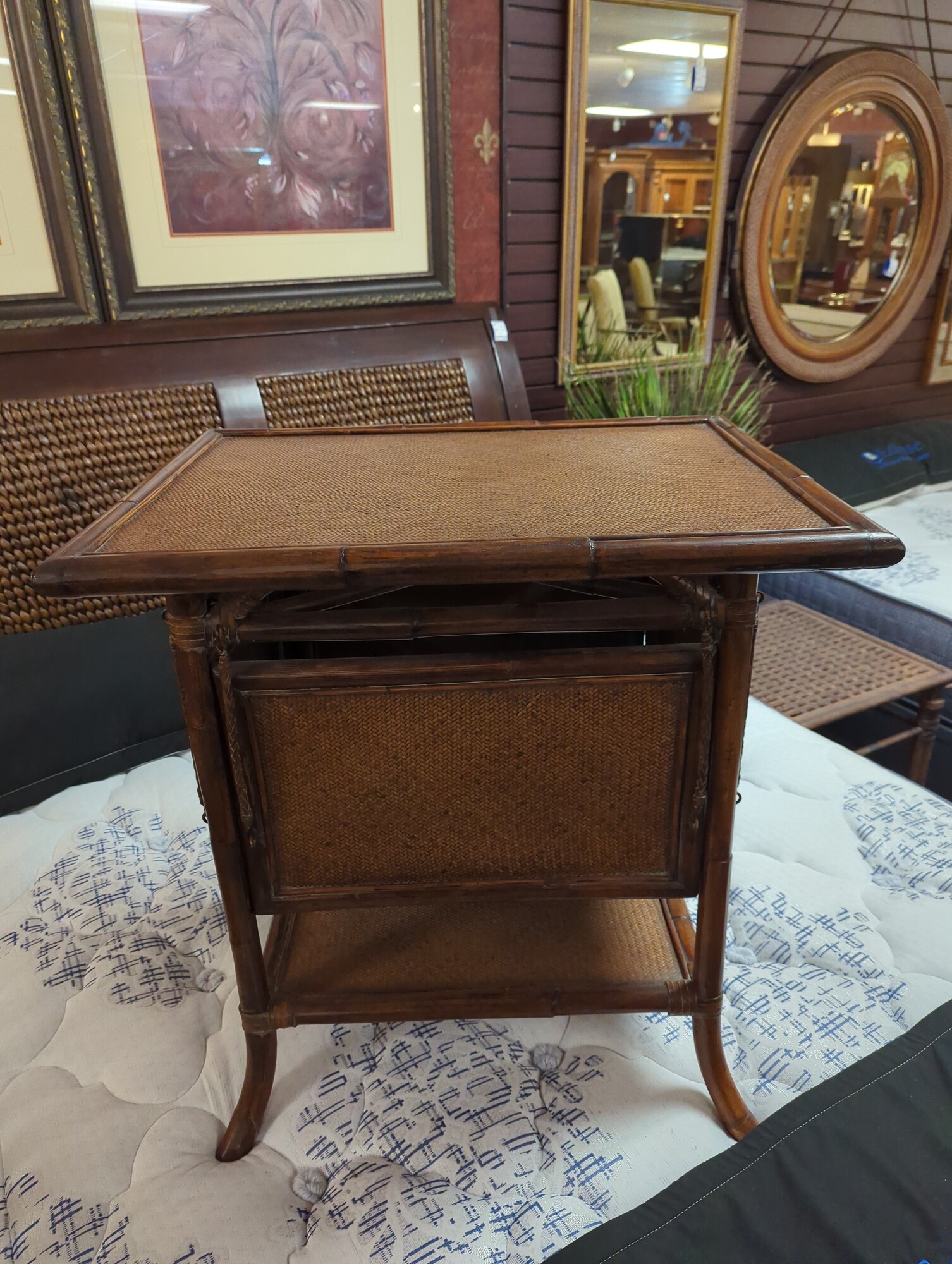 Tommy Bahama side table. 26in wide 20in deep 28in high.