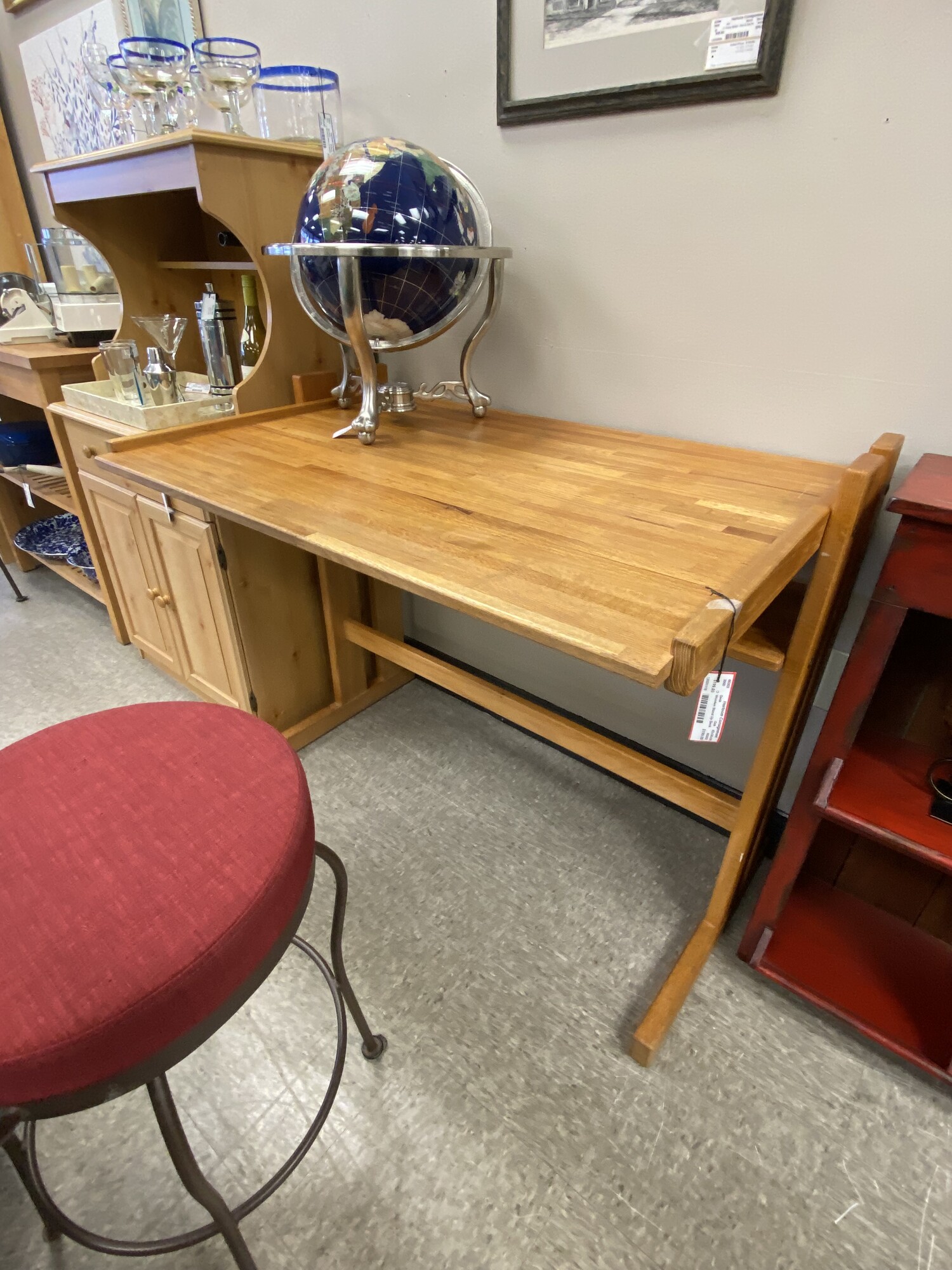 Wooden Stand Up Desk, Oak, Size: 42x30x38