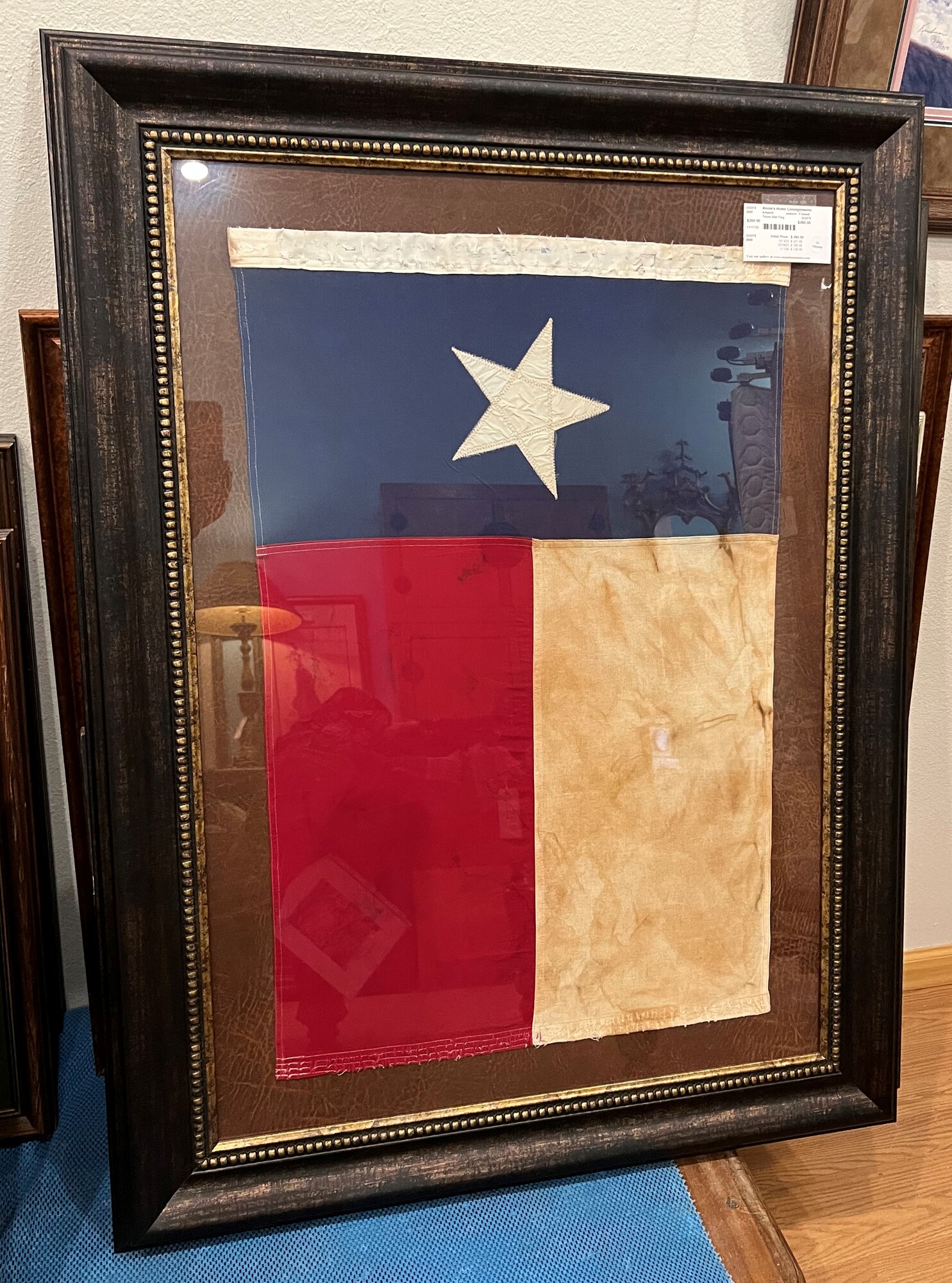 Texas Star Flag, Looks Old, Framed
36in x 48in