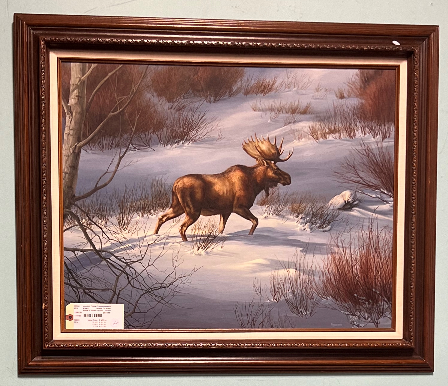 Moose In Winter Original, Millette, On Board
35in x 29in