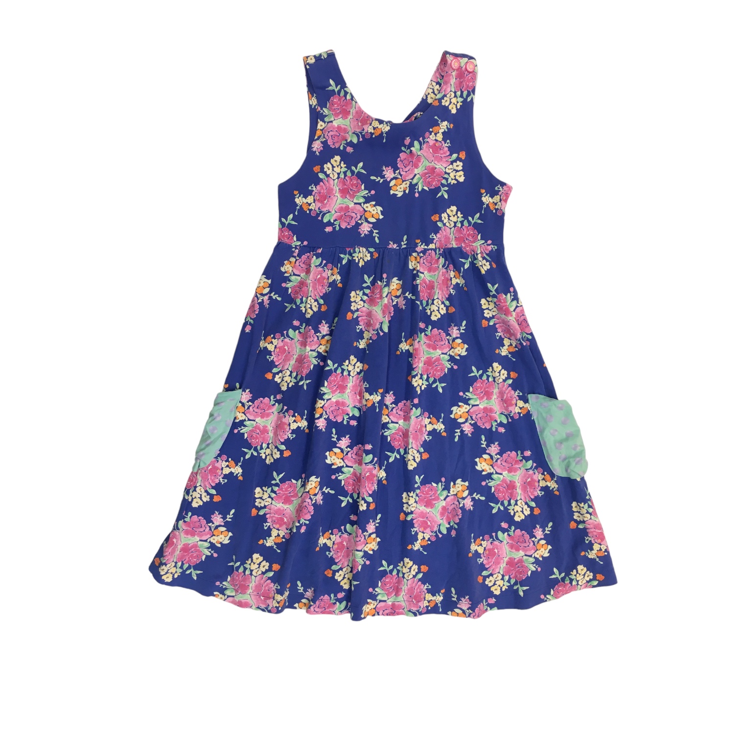 New LuLaRoe Nicki Dress Pocket Sleeveless M 10/12 Blue Pink Red Blush Roses  🌹 8
