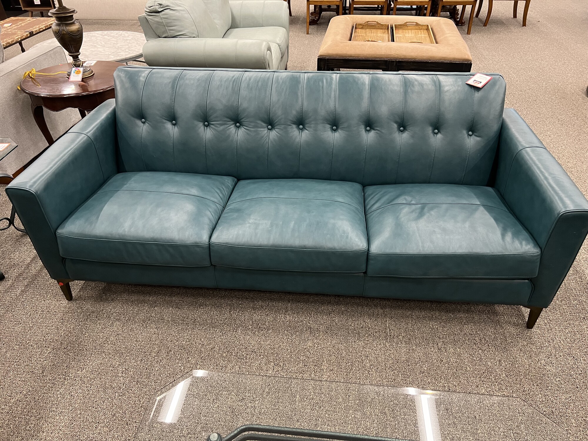 Turquoise Lthr Sofa | Consign Furniture Meridian