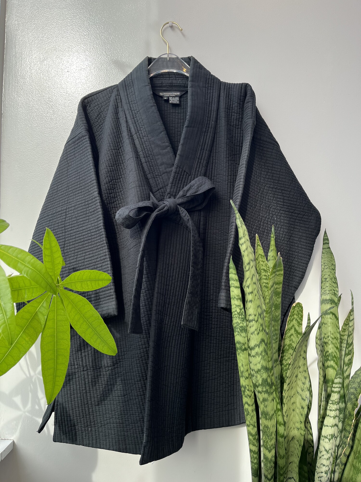 J Peterman Company Kimono-Style Quilted Cotton Jacket, Black