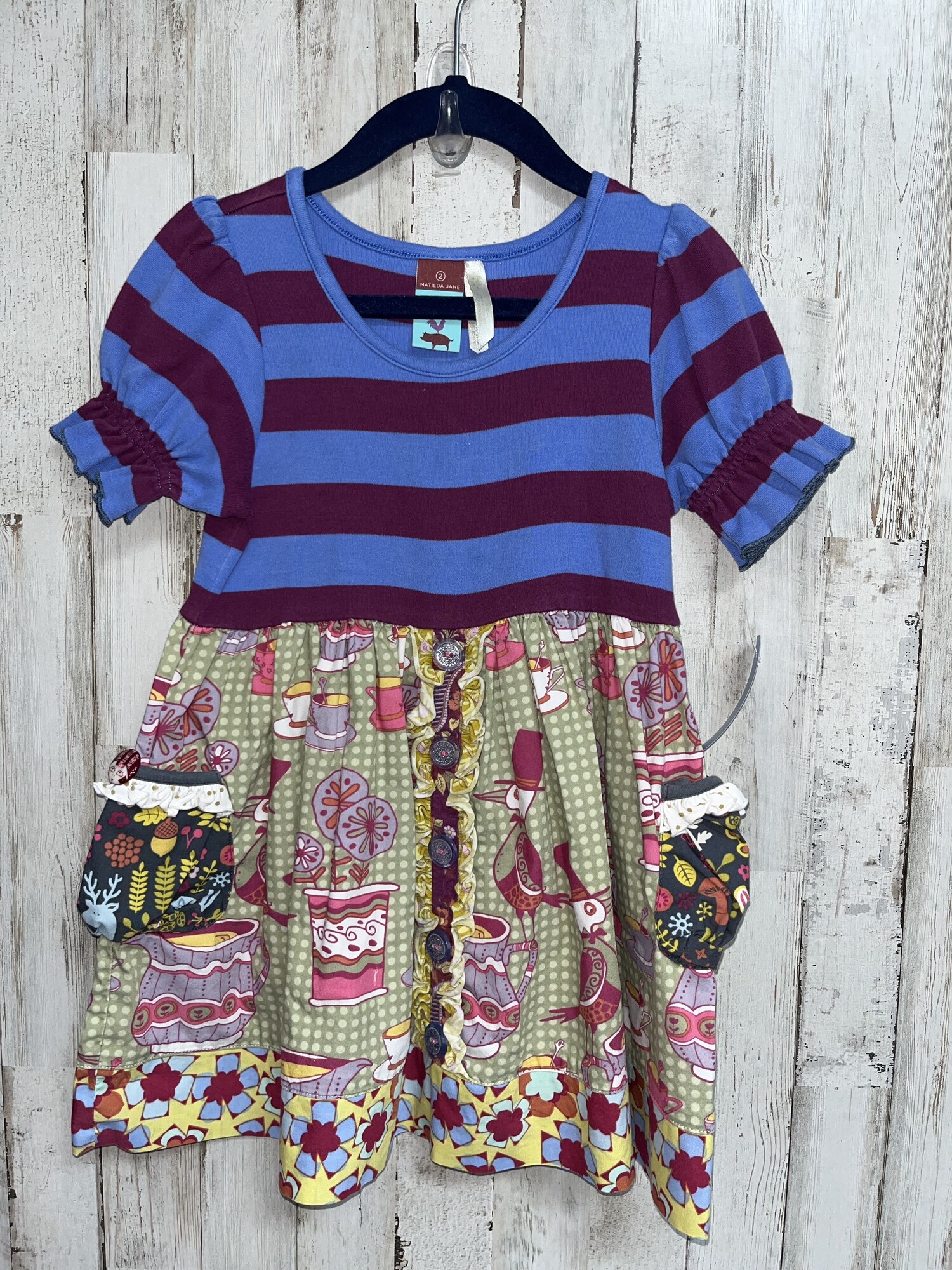 2T Blue Teacup Dress The Plaid Pecan