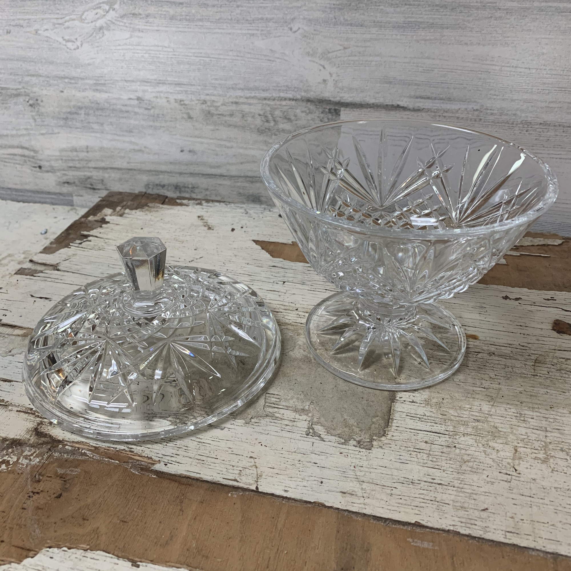 Vintage cut glass dish and exceptional top