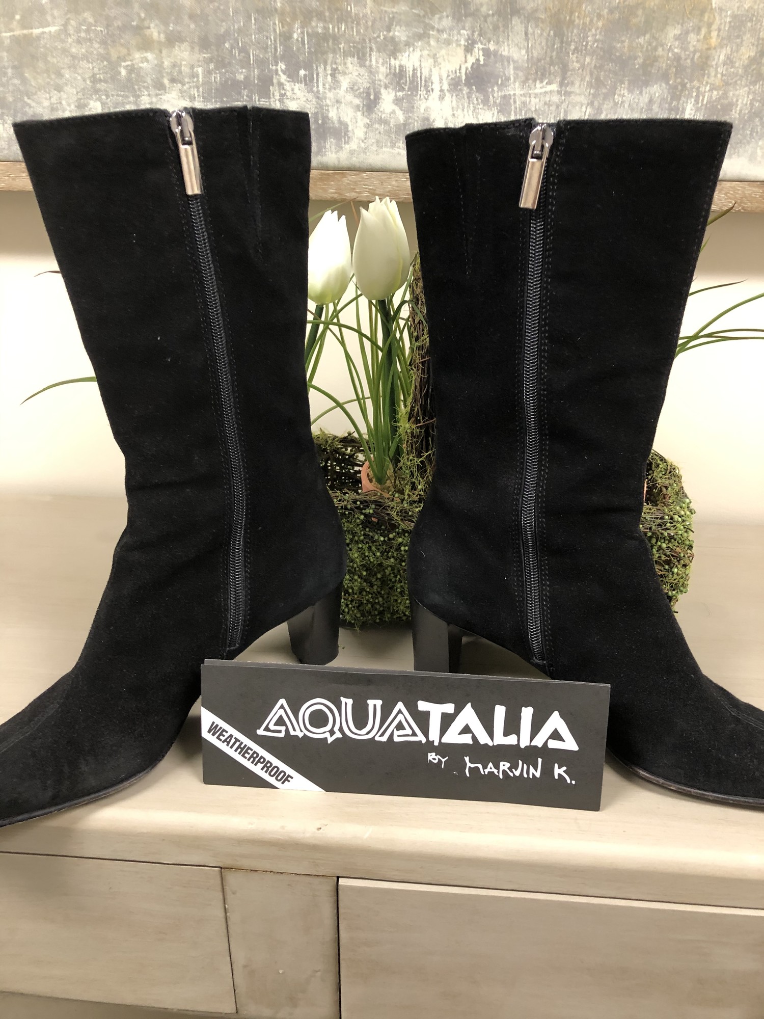 Aquatalia black suede booties best sale